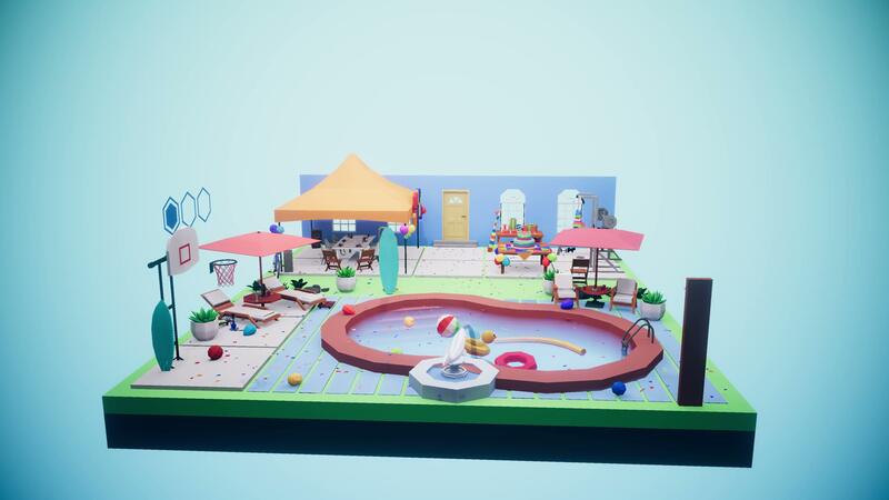 A garden pool party
